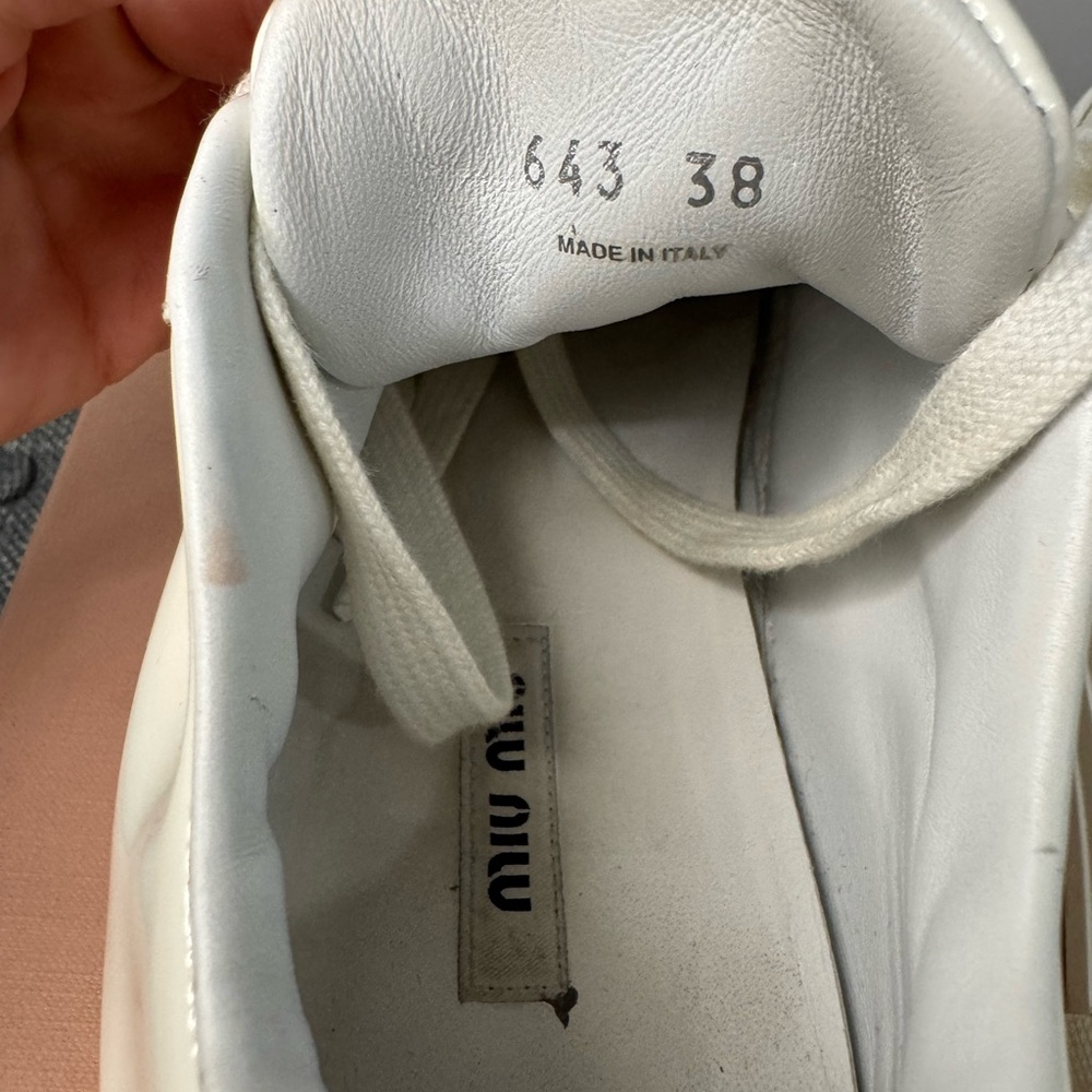 Miu Miu Glossy White Sneakers - Picture 7 of 7